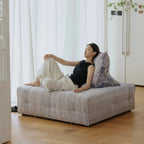 Low-Profile Modular Sofa With Movable Backrests and French Violet Appeal