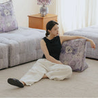 Low-Profile Modular Sofa With Movable Backrests and French Violet Appeal