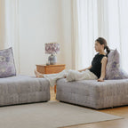 Low-Profile Modular Sofa With Movable Backrests and French Violet Appeal