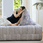 Low-Profile Modular Sofa With Movable Backrests and French Violet Appeal