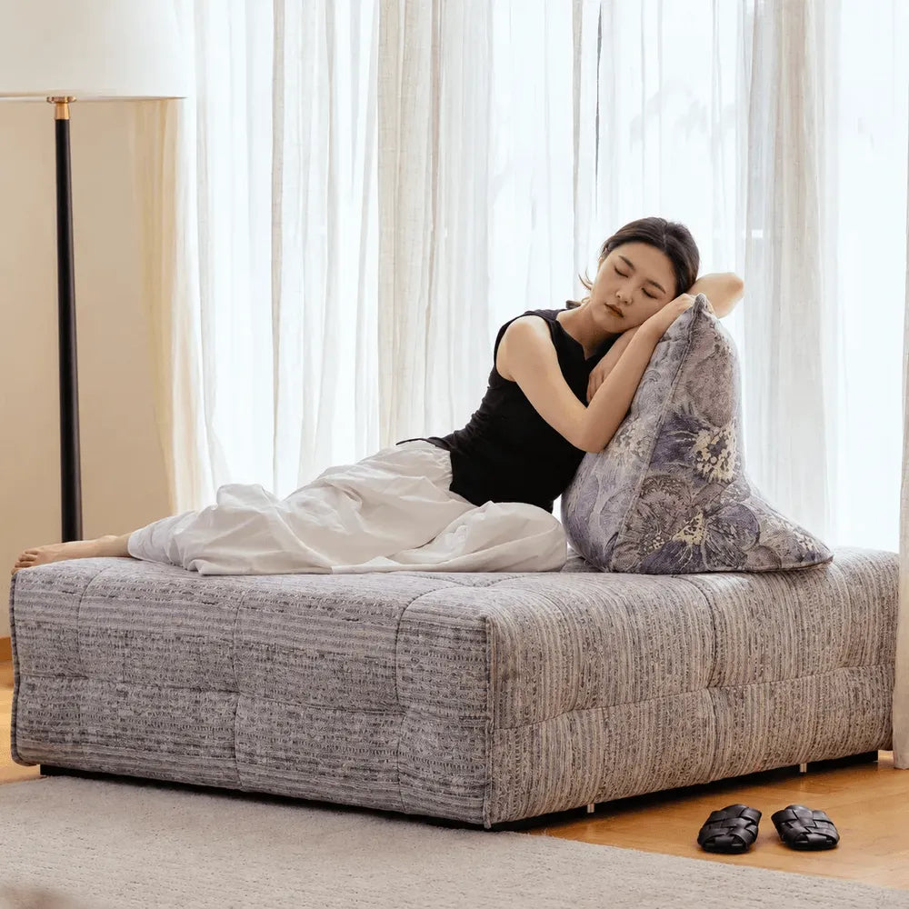 Low-Profile Modular Sofa With Movable Backrests and French Violet Appeal