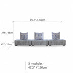 Low-Profile Modular Sofa With Movable Backrests and French Violet Appeal Dimensions