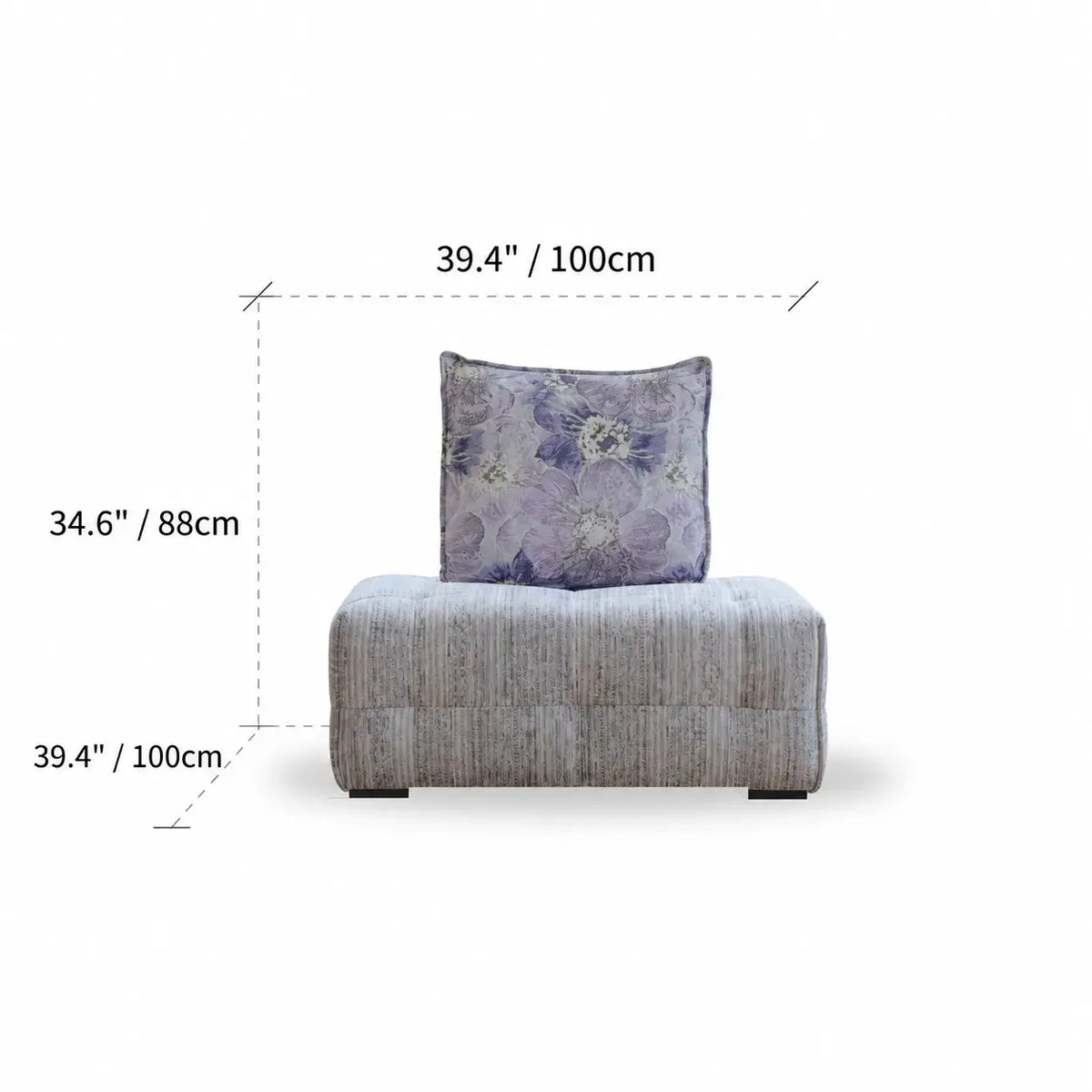 Low-Profile Modular Sofa With Movable Backrests and French Violet Appeal Dimensions