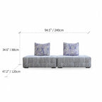 Low-Profile Modular Sofa With Movable Backrests and French Violet Appeal Dimensions