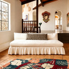 Low-Profile Ruffle Skirt Sofa in Warm Ivory for Lounge and Reading Nooks Main Product Image
