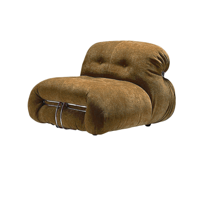 Low-Profile Soriana-Inspired Accent Chair in Textured Burgundy Velvet