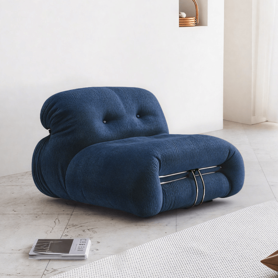 Low-Profile Soriana-Inspired Accent Chair in Textured Burgundy Velvet
