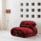 Low-Profile Soriana-Inspired Accent Chair in Textured Burgundy Velvet