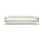 Low-Profile Stainless Steel Sofa with Minimalist Upholstery and Modular Cushions