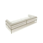 Low-Profile Stainless Steel Sofa with Minimalist Upholstery and Modular Cushions