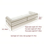 Low-Profile Stainless Steel Sofa with Minimalist Upholstery and Modular Cushions Dimensions