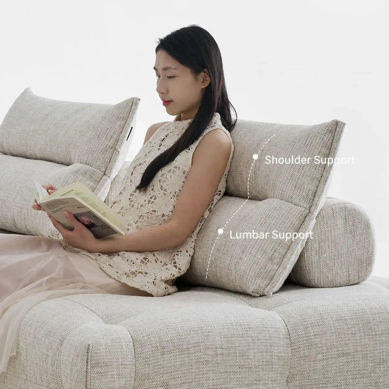 Low-Profile Textured Modular Sofa with Plush Curves for Lounge Living