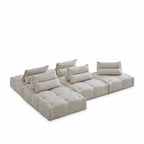 Low-Profile Textured Modular Sofa with Plush Curves for Lounge Living