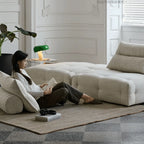 Low-Profile Textured Modular Sofa with Plush Curves for Lounge Living