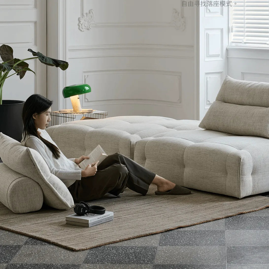 Low-Profile Textured Modular Sofa with Plush Curves for Lounge Living