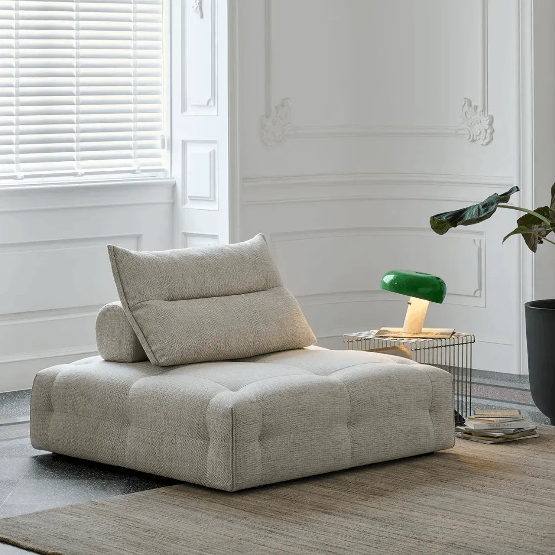 Low-Profile Textured Modular Sofa with Plush Curves for Lounge Living