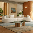 Low-Profile Textured Modular Sofa with Rounded Lines for Open Living