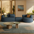 Low-Profile Textured Modular Sofa with Rounded Lines for Open Living