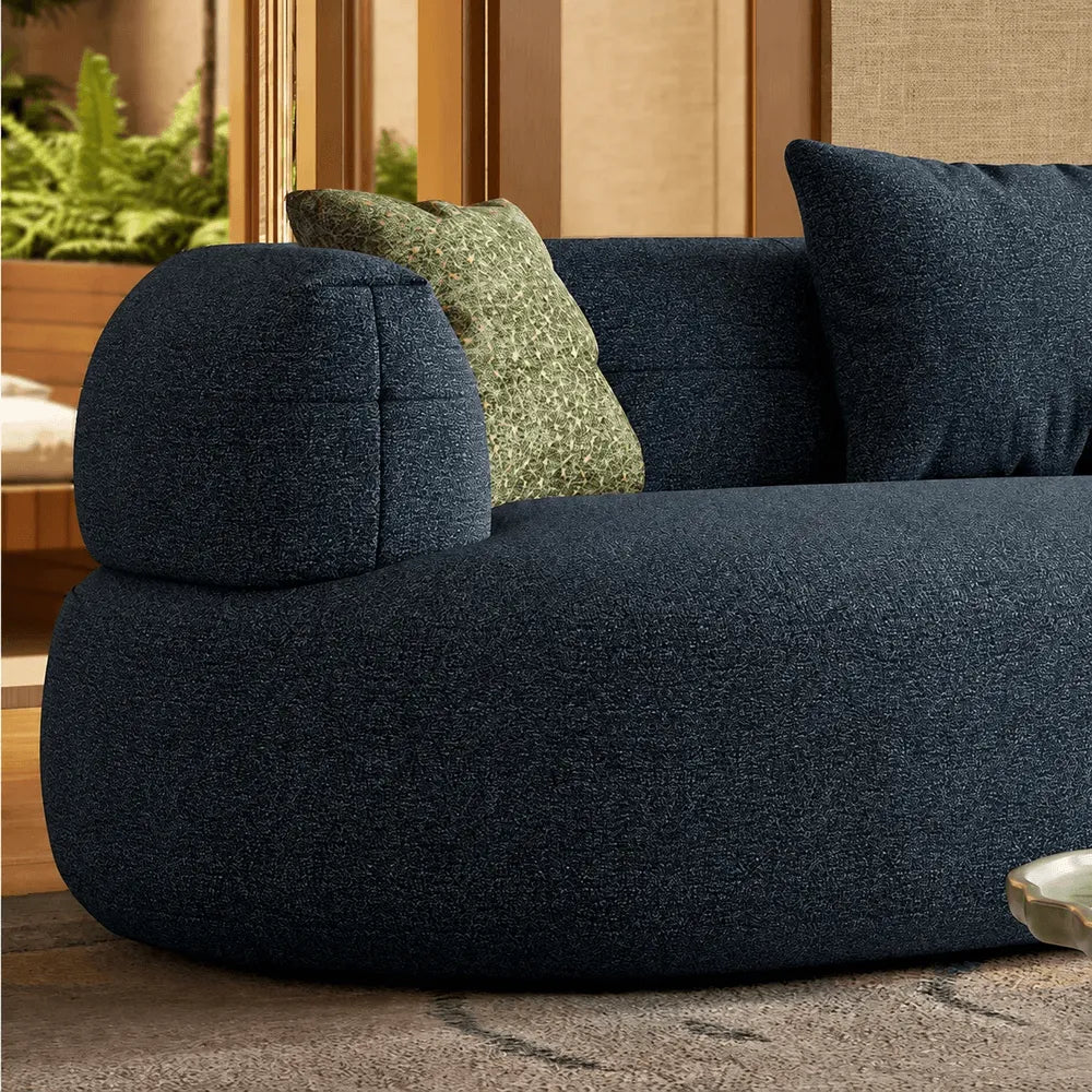 Low-Profile Textured Modular Sofa with Rounded Lines for Open Living