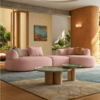 Low-Profile Textured Modular Sofa with Rounded Lines for Open Living