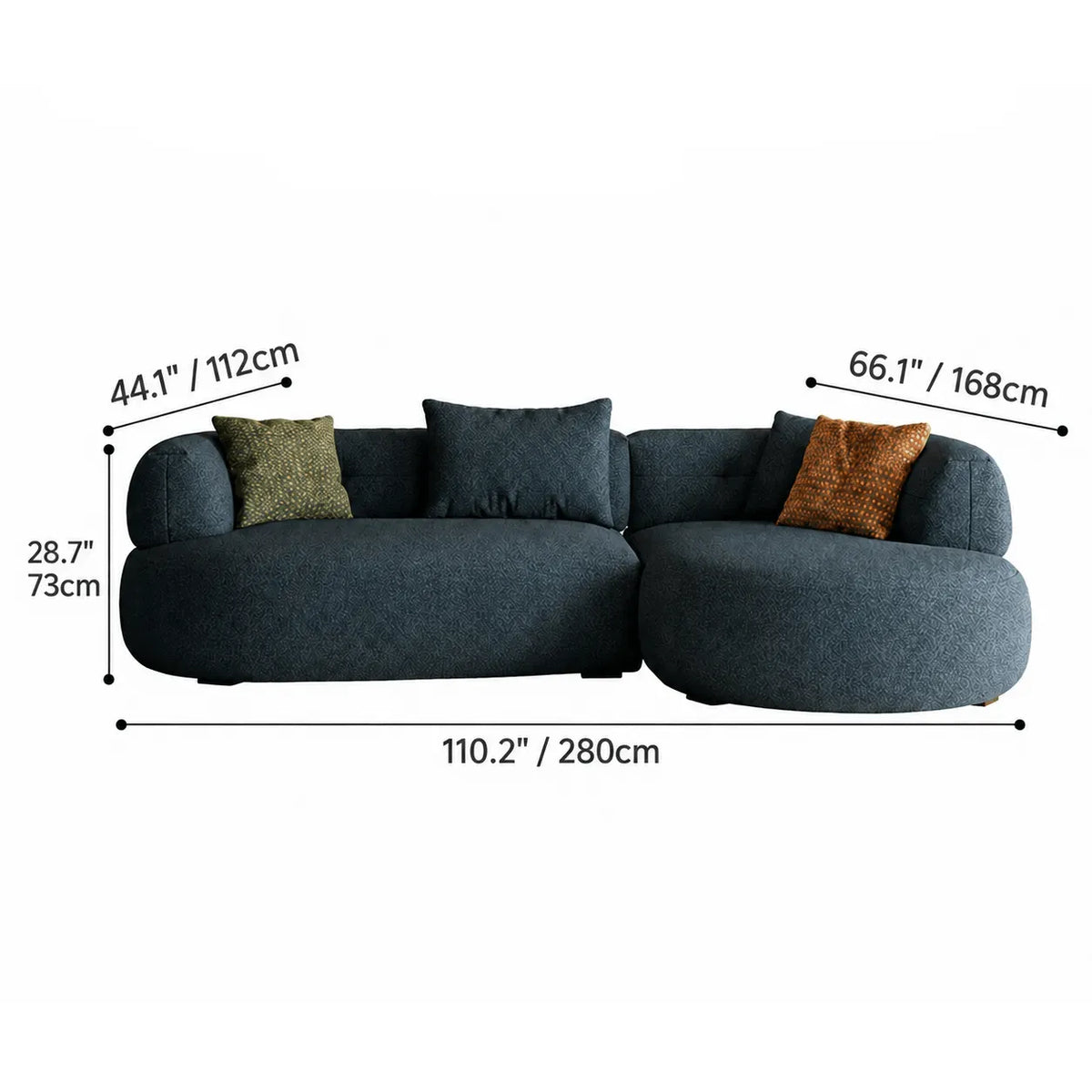 Low-Profile Textured Modular Sofa with Rounded Lines for Open Living Dimensions