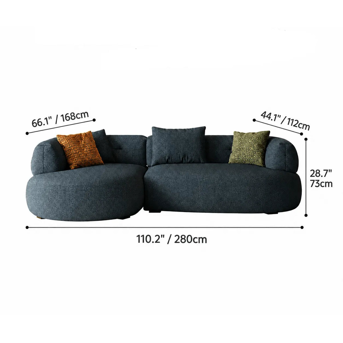 Low-Profile Textured Modular Sofa with Rounded Lines for Open Living Dimensions