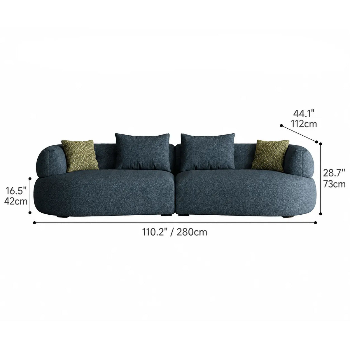 Low-Profile Textured Modular Sofa with Rounded Lines for Open Living Dimensions