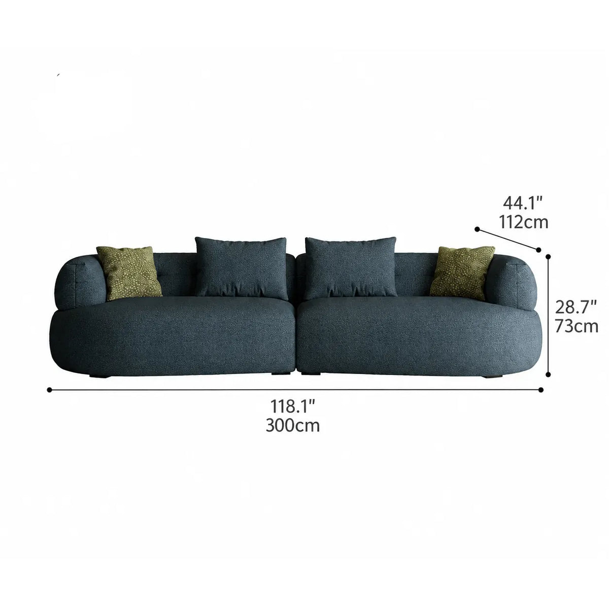 Low-Profile Textured Modular Sofa with Rounded Lines for Open Living Dimensions