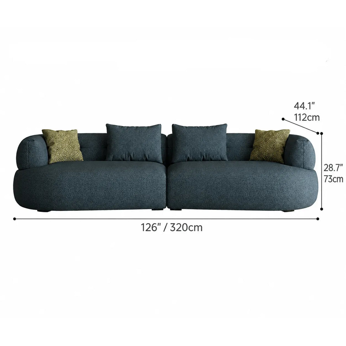 Low-Profile Textured Modular Sofa with Rounded Lines for Open Living Dimensions