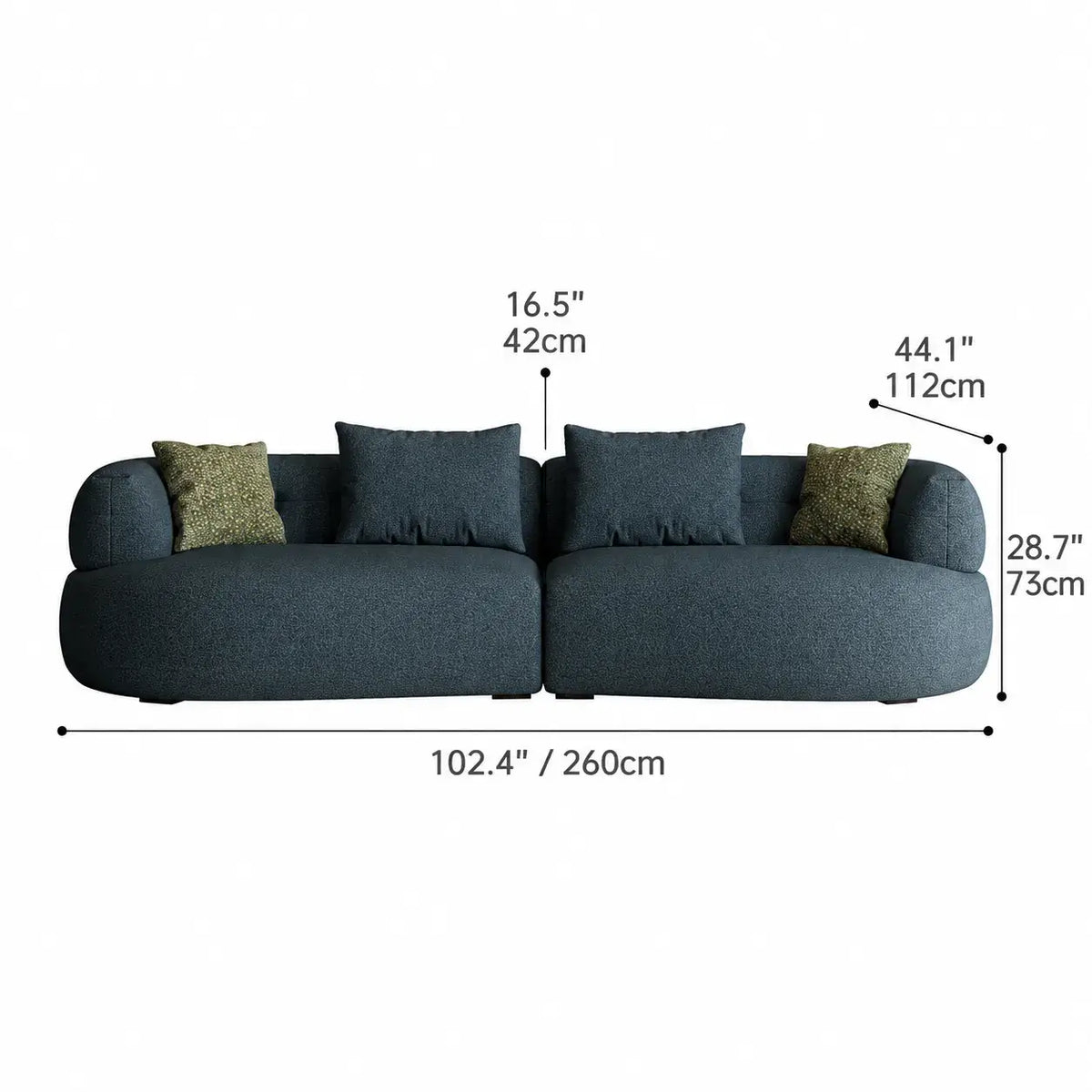 Low-Profile Textured Modular Sofa with Rounded Lines for Open Living Dimensions Imagen principal del producto