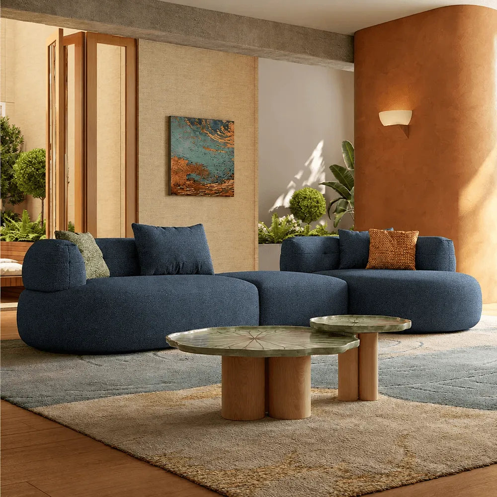 Low-Profile Textured Modular Sofa with Rounded Lines for Open Living Main Product Image Main image