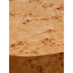 Lustrous Burlwood Office Table With Drawer, Sculpted Edges and Warm Grain