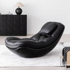 Black microfiber leather recliner chair with unique eggshell shape for luxurious comfort main product image