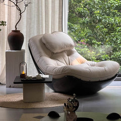 Elegant eggshell shaped leather recliner