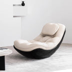 Black microfiber leather recliner chair with unique eggshell shape for luxurious comfort