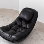 Black microfiber leather recliner chair with unique eggshell shape for luxurious comfort