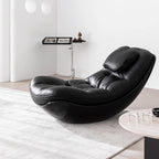 Black microfiber leather recliner chair with unique eggshell shape for luxurious comfort
