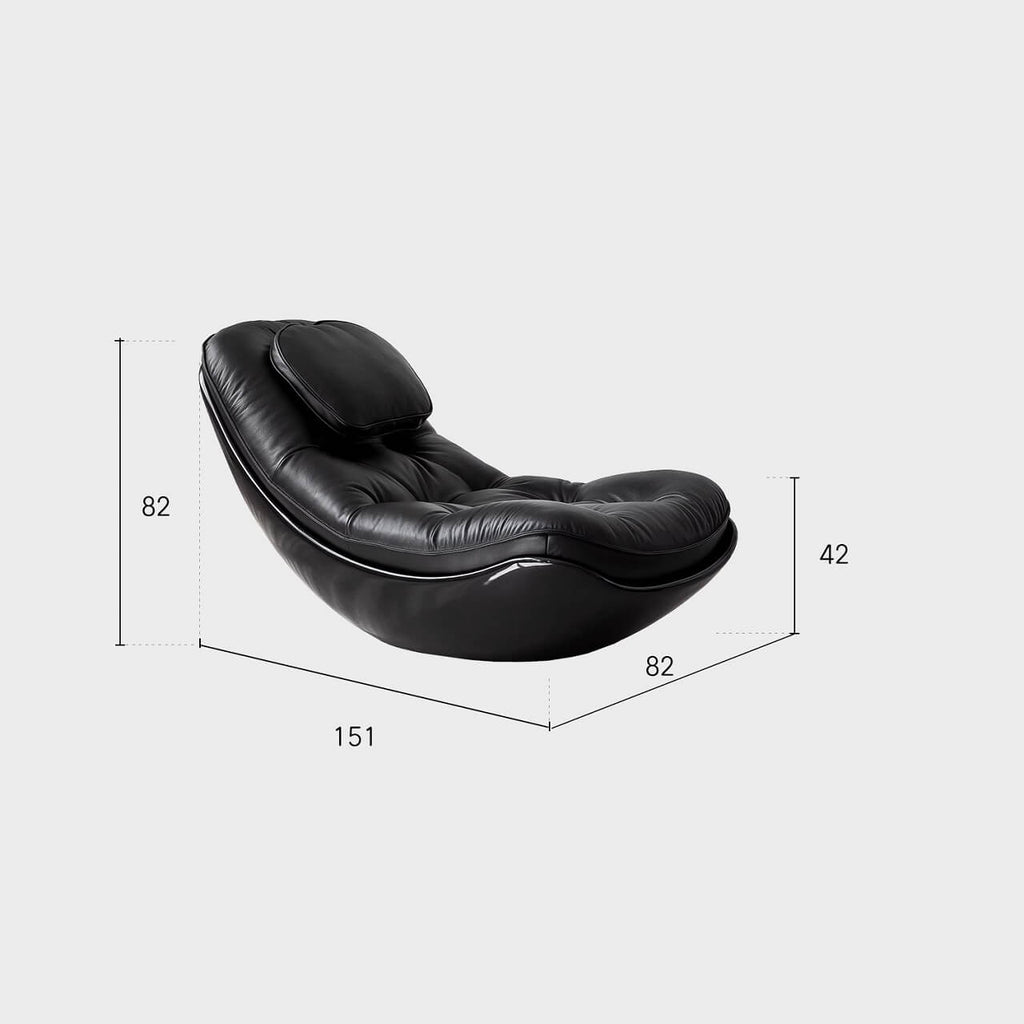 Black microfiber leather recliner chair with unique eggshell shape for luxurious comfort dimensions