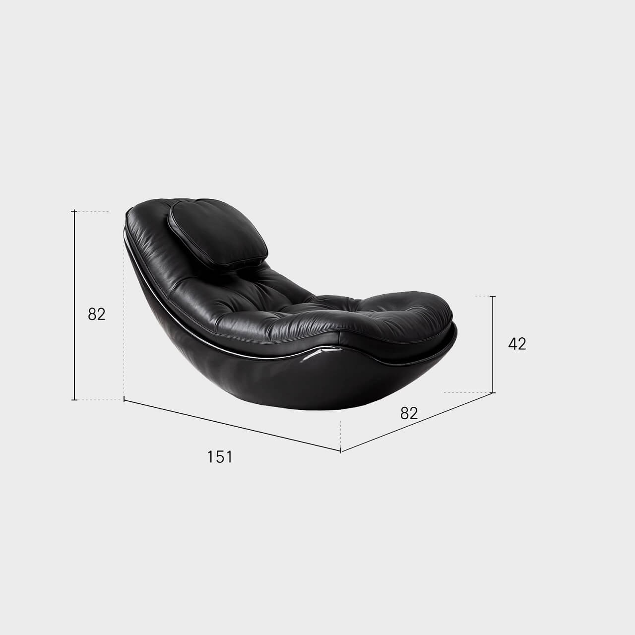 Black microfiber leather recliner chair with unique eggshell shape for luxurious comfort dimensions