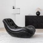 Black microfiber leather recliner sofa with unique eggshell shape for luxurious comfort main product image