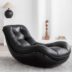 High-end microfiber leather reclining sofa in black