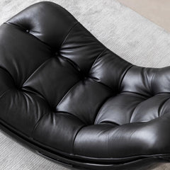 High-end microfiber leather reclining sofa in black