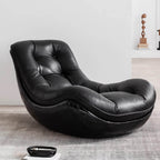 Black microfiber leather recliner sofa with unique eggshell shape for luxurious comfort