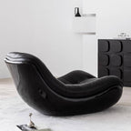 Black microfiber leather recliner sofa with unique eggshell shape for luxurious comfort