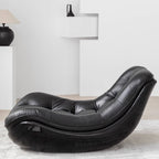 Black microfiber leather recliner sofa with unique eggshell shape for luxurious comfort