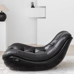 Stylish eggshell shaped recliner sofa in black microfiber leather