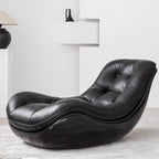 Black microfiber leather recliner sofa with unique eggshell shape for luxurious comfort