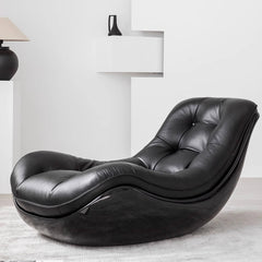 Luxurious black microfiber leather recliner sofa