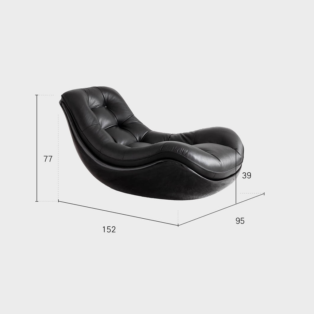 Black microfiber leather recliner sofa with unique eggshell shape for luxurious comfort dimensions