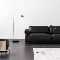 Contemporary black leather sectional sofa with luxurious microfiber